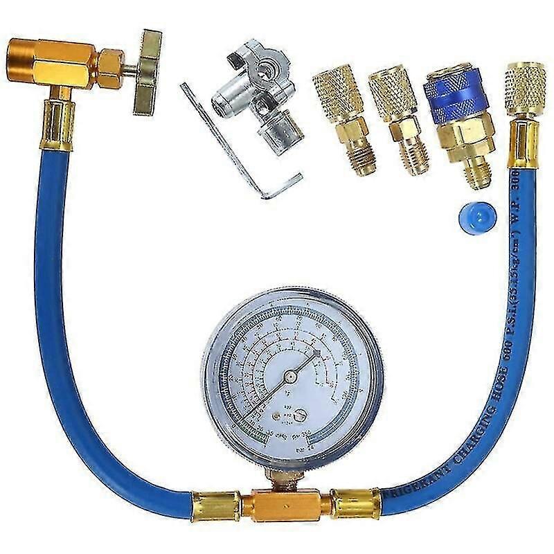 R134a Charging Hose to Refrigerator - with Conditioning Gau - Refrt R134a can be connected to R-12..DEBUNS