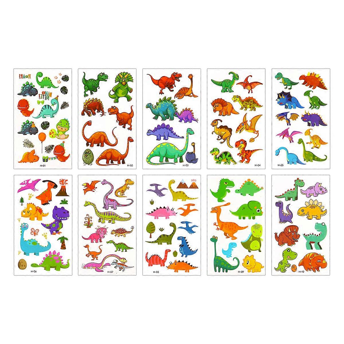 20 Sheets Temporary Dinosaur Tattoos Set Children Face Temporary Stickers