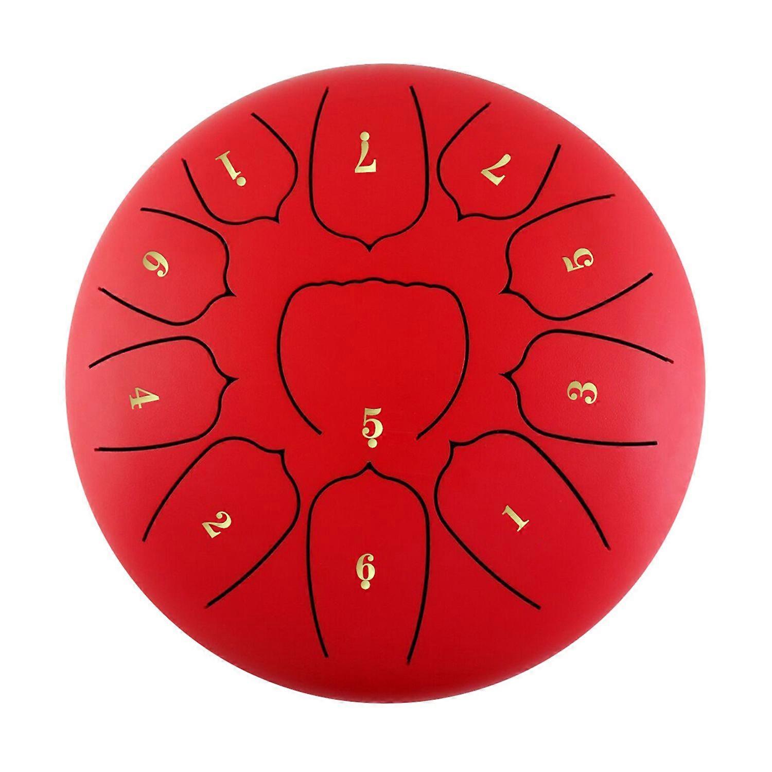 6 Inch 11 Tone Steel Tongue Drum Hand Pan Drum Drumstick Percussion Music Instrument Tambourine Drum Accessories-D