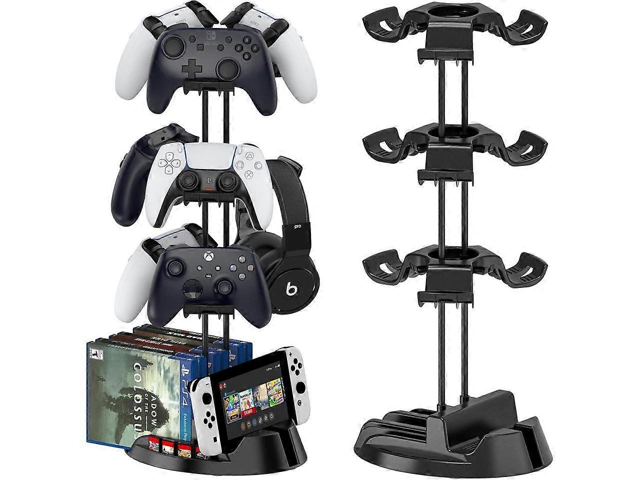 Controller Holder with Organizer Base, 3 Tiers Desk Gaming Controller Headset Stand with Cable Organizer for All Xbox PS4 PS5 Switch Pro Crontroller G