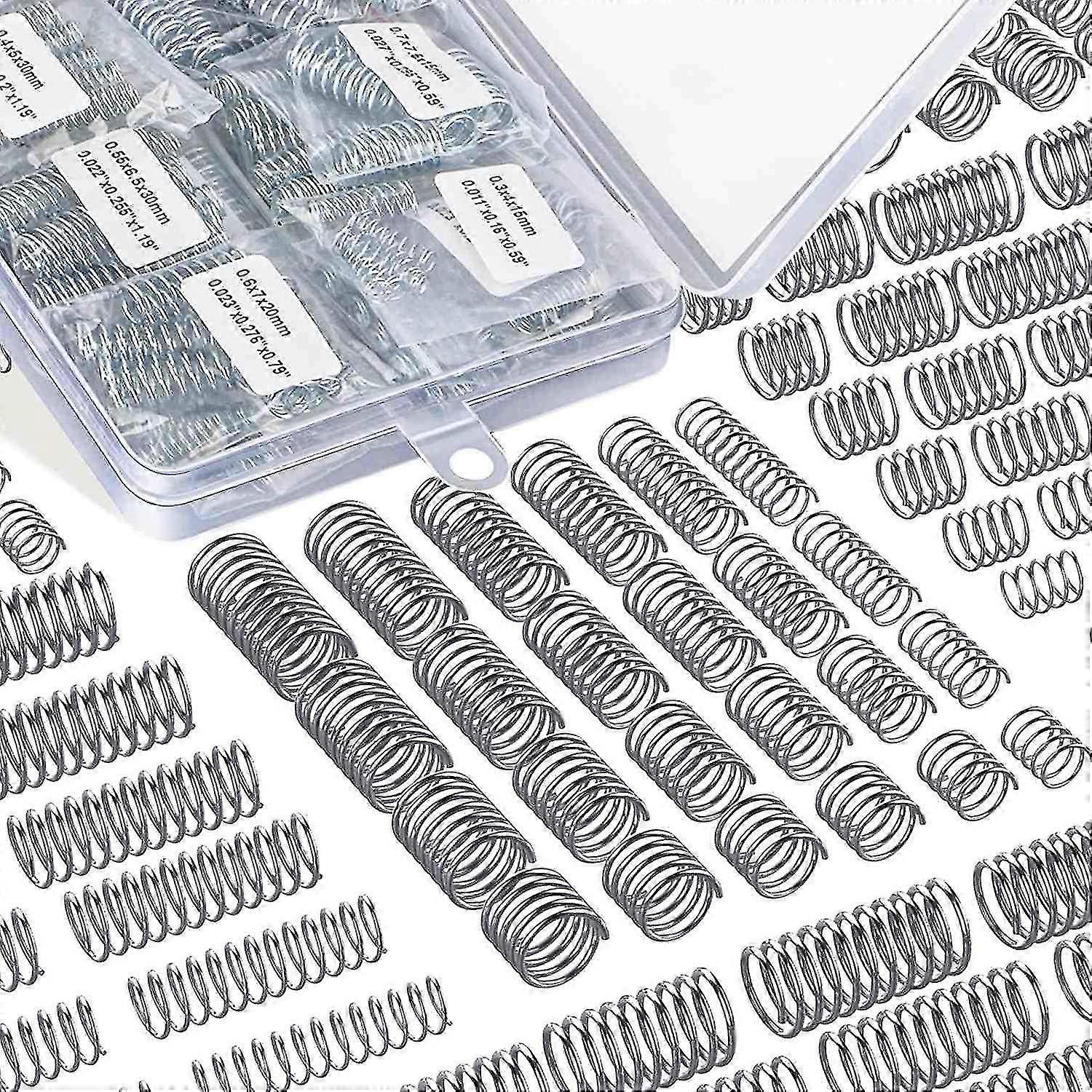 -200 Pcs Kit d’assortiment de ressorts de compression, ressorts en acier inoxydable, assortiment de ressorts pour magasin et