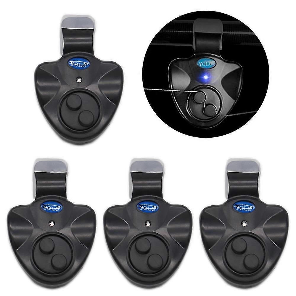 4pcs ηλεκτρονικός συναγερμός δαγκώματος ψαρέματος με τον ήχο LED Δείκτες φώτων Συναγερμοί δαγκώματος ψαριών-YuJia