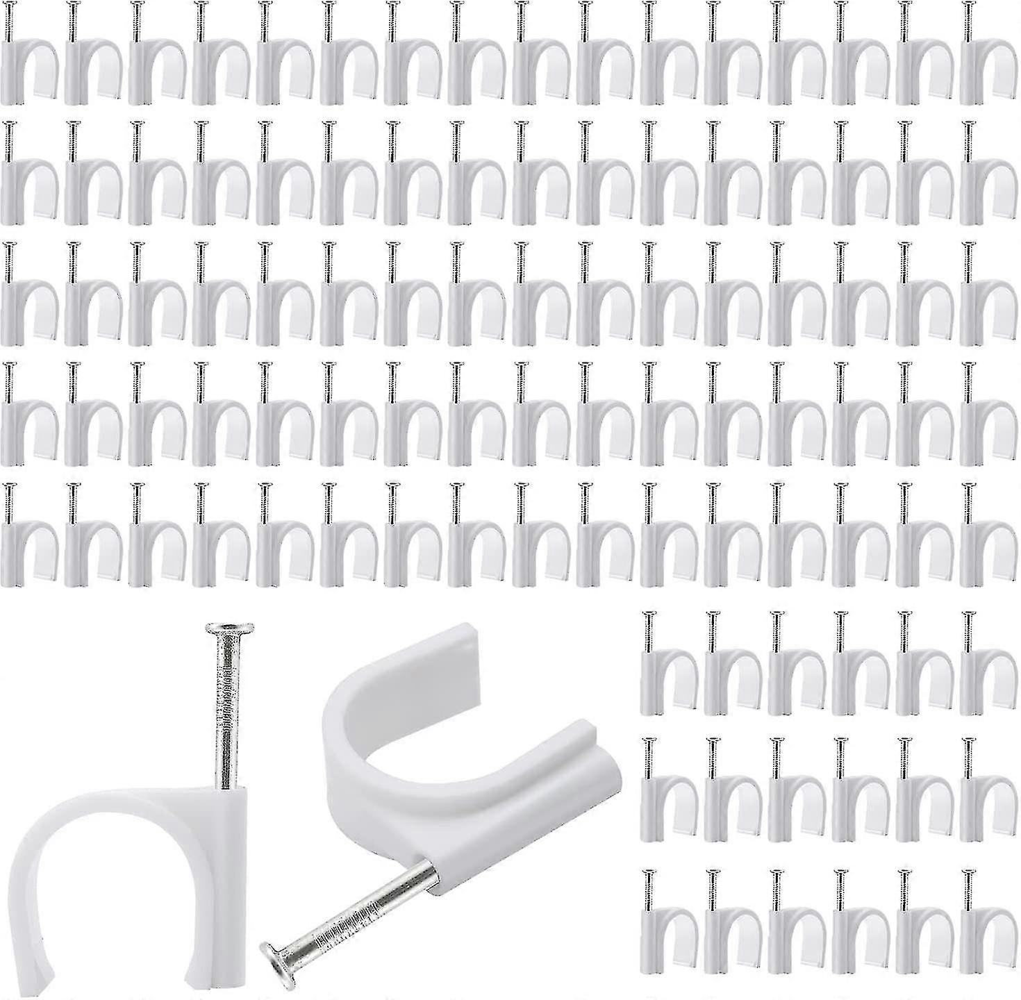 2024 Half Clamp J-hook With Nail, Half Clamp J-hook With Nail For 1/2in Tubing Pipe Support, Wire And Cable Fixing 100pcswhite