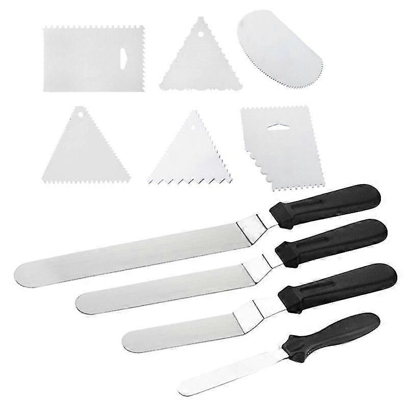 10pcs stainless steel cake spatula and icing smoother butter scraper cream spreader pastry tools set