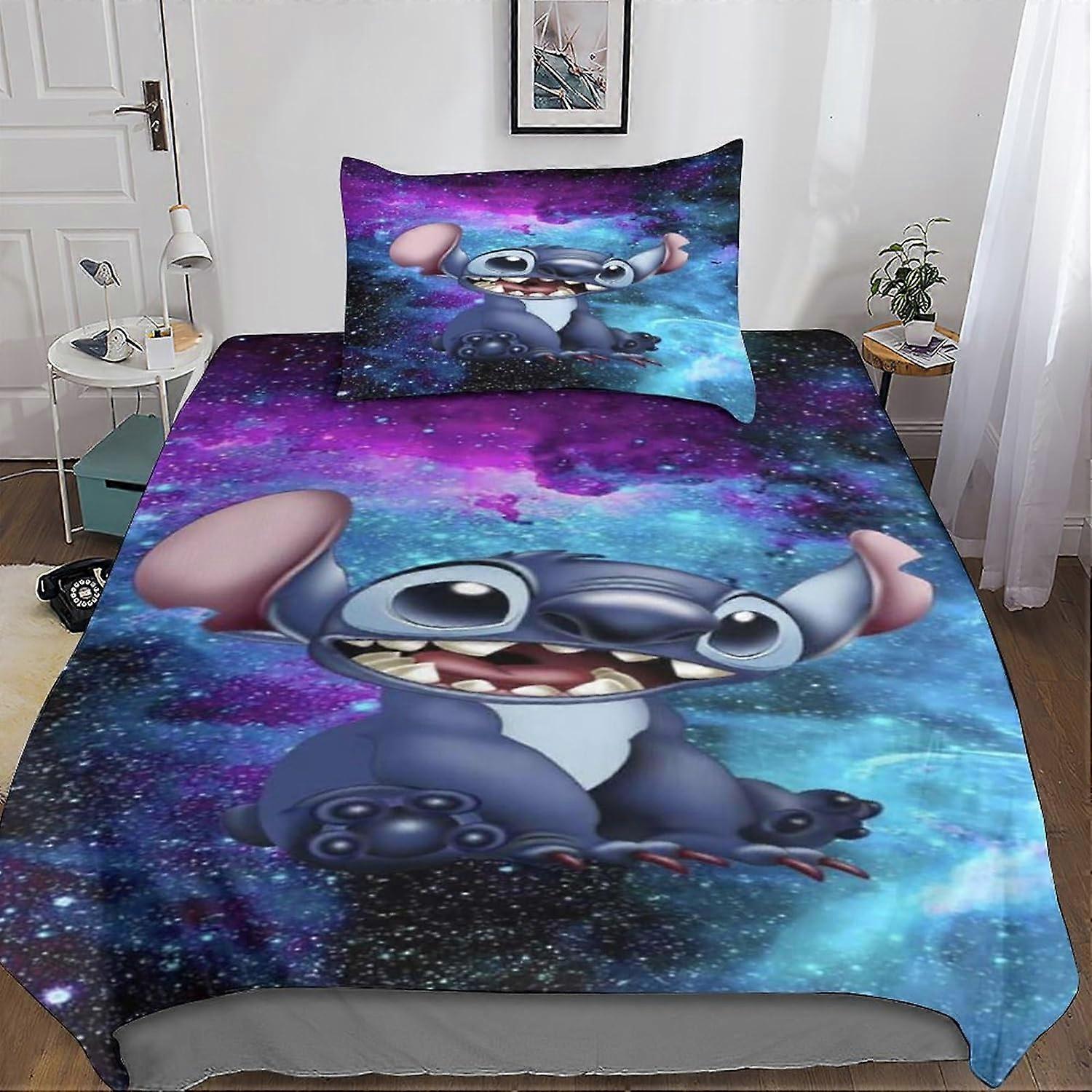 Zestawy ściegów do poszewek na kołdry D, Lilo i Stitch z nadrukiem z mikrofibry z zapięciem na zamek błyskawiczny Poszwa na kołdrę i poszewki na poduszki Pojedyncze
