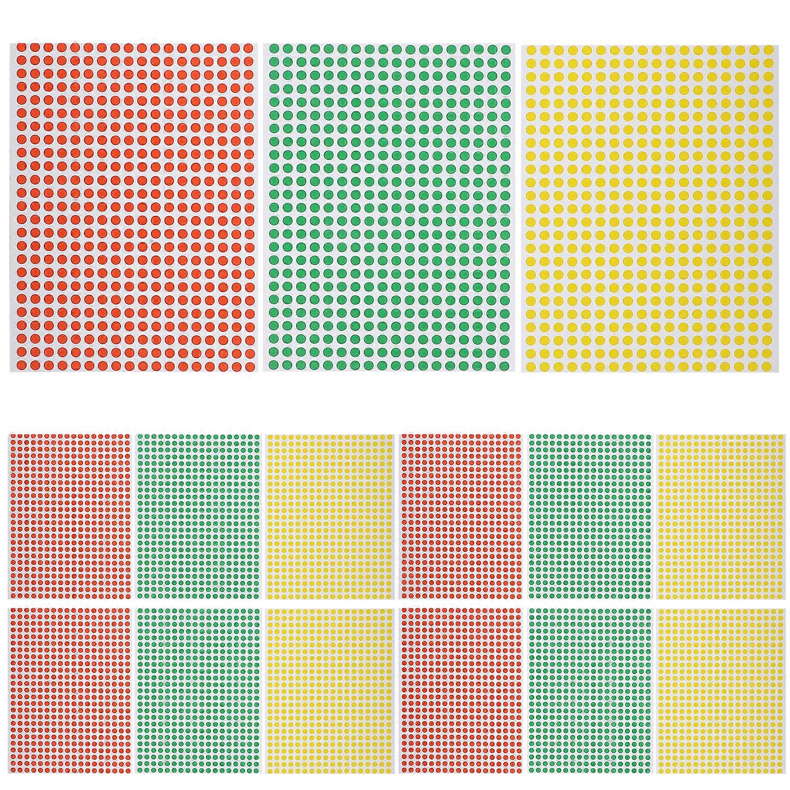 15 Sheets of Colorful Dot Decals Round Label Sticker Round Classification Stickers Label Sticker