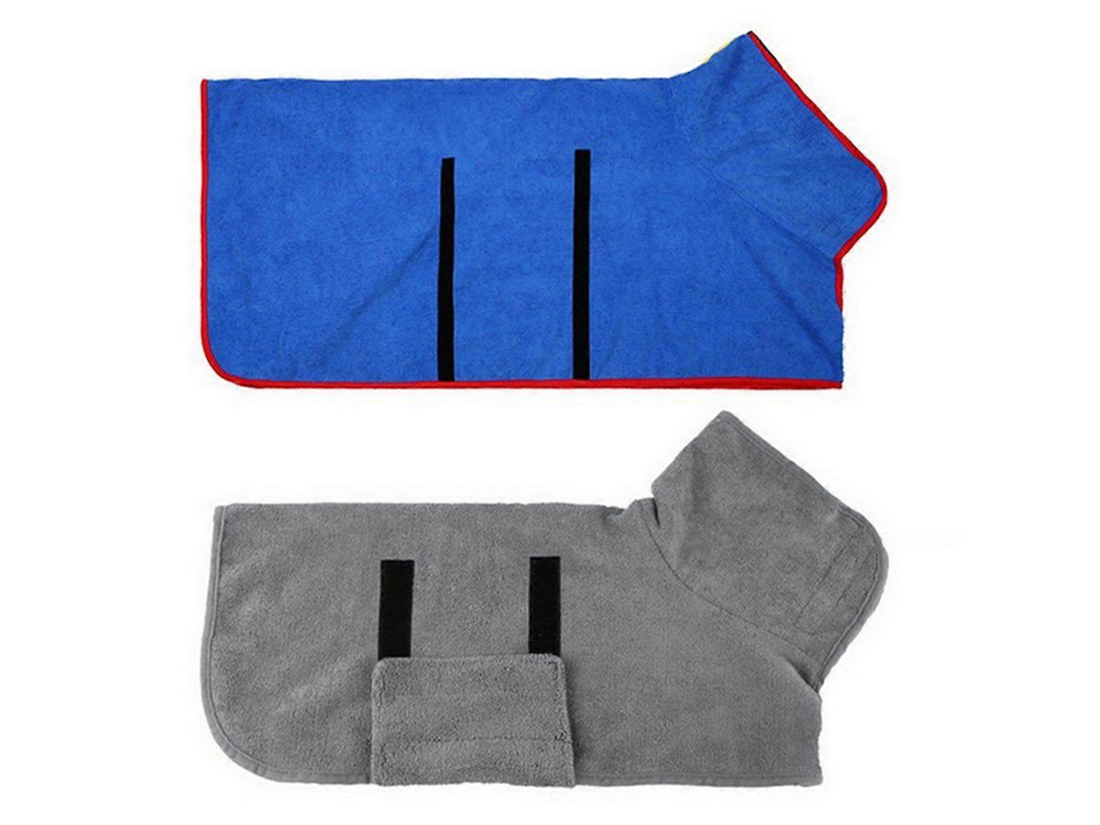 2Pcs Pet Bathrobe Clothes Blue and Grey