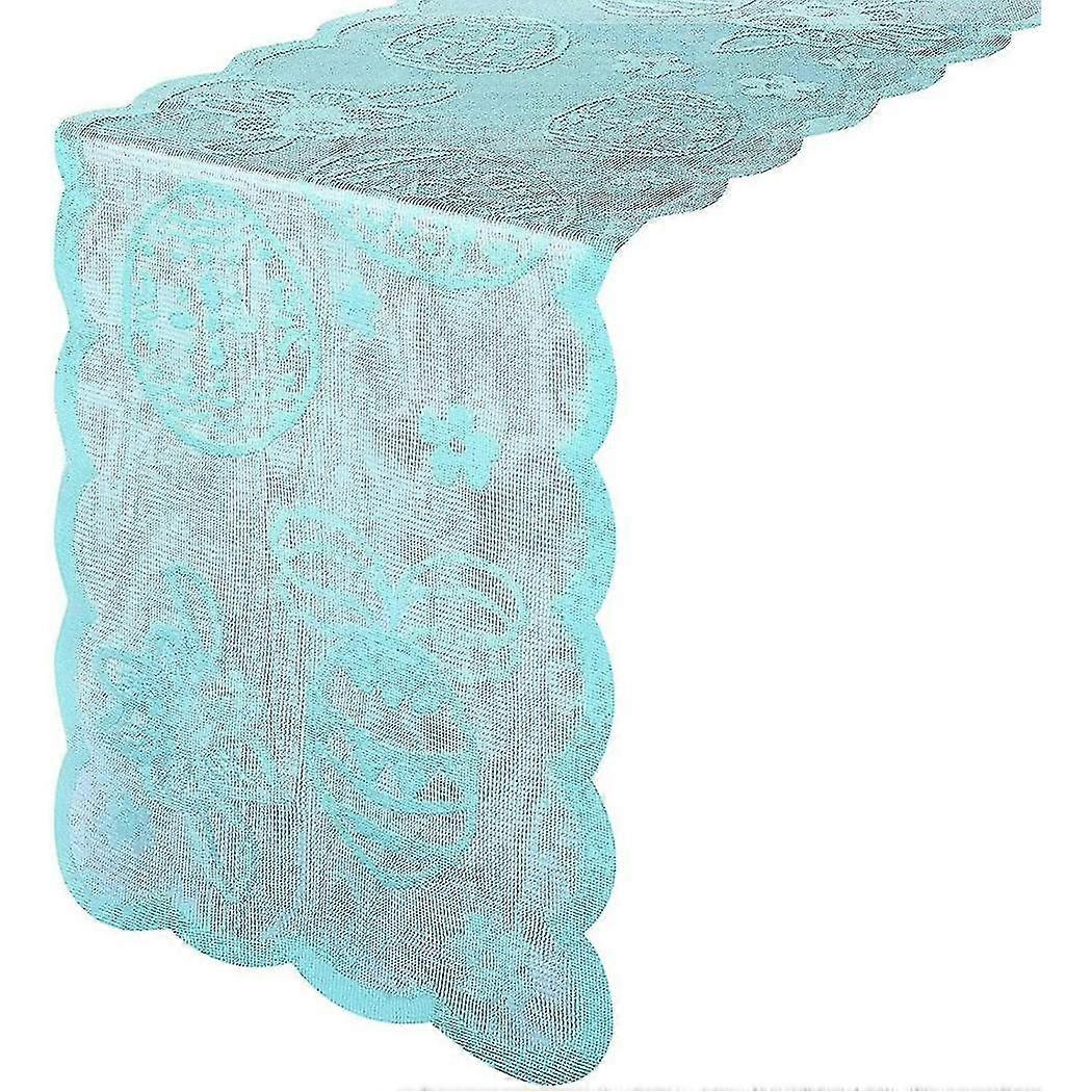 Easter Lace Table Runner Bunny Egg Table Runner Family Dining(blue)