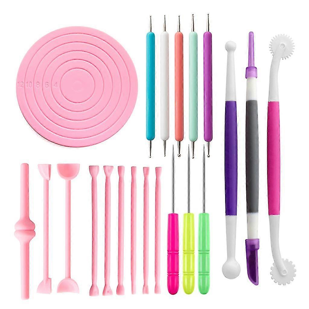 21 Pcs Pottery Clay Sculpting Tools Set Modeling Clay Silicone Round Mat Sculpting With Polymer Clay Balls Tools Double-ended Dotting Tool Kit Expert
