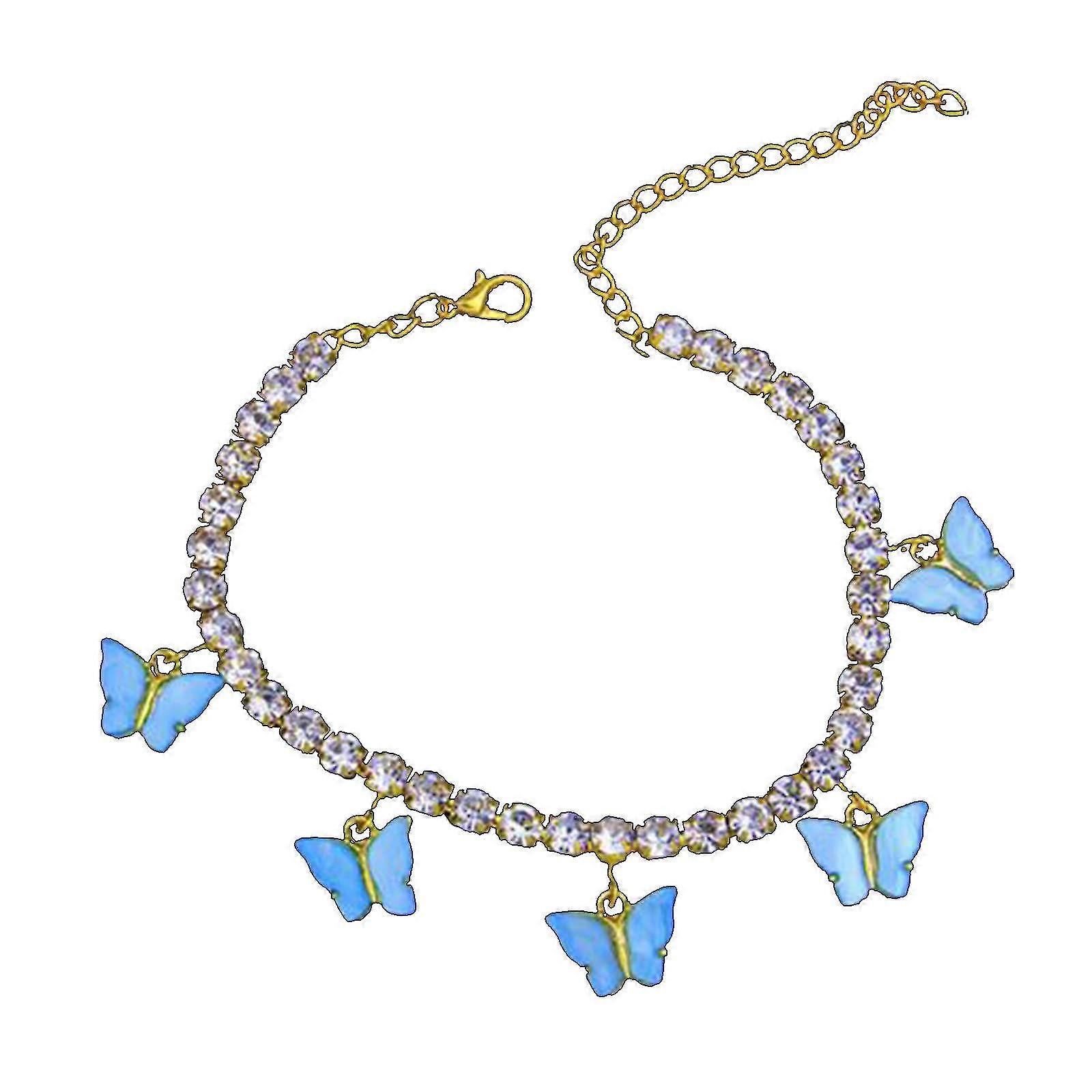 Bayanlar Moda Kelebek Akrilik Rhinestone Halhal Kolye Takı Ayak Süsü