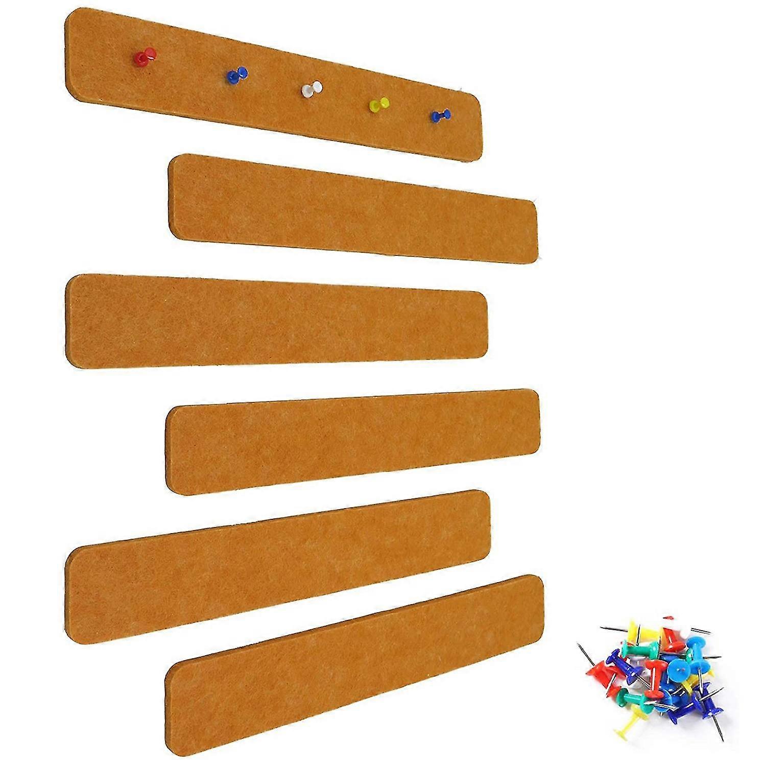 6pcs Felt Bulletin Board Bar Strip Self-adhesive Felt Board Strip For Office Classroom Home Wall Dec