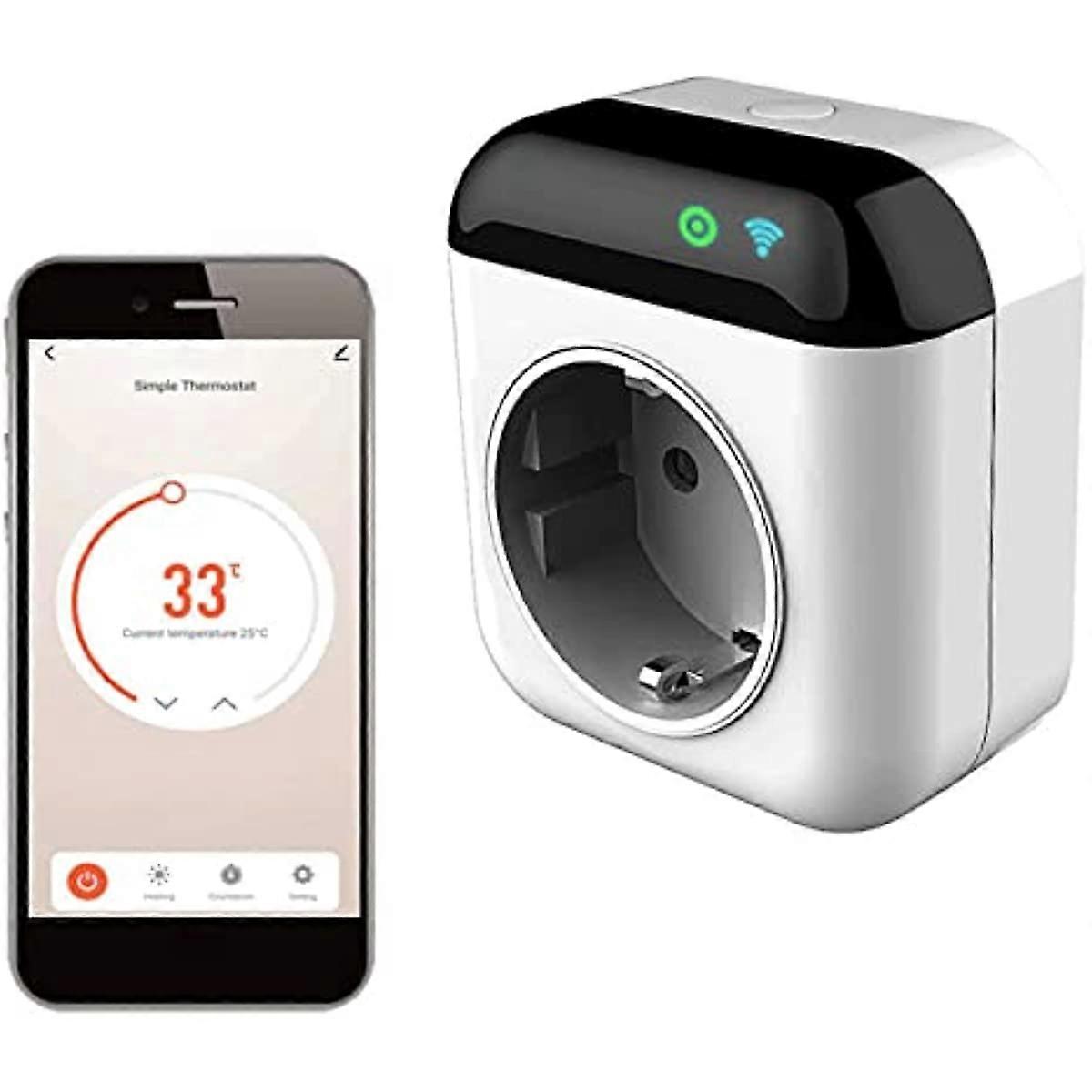 Wireless Thermostat Socket Hancaner Programmable Smart Wifi Thermostat Plug Outlet Mini Temperature Controller 15A Wireless Plug-in Socket App Control