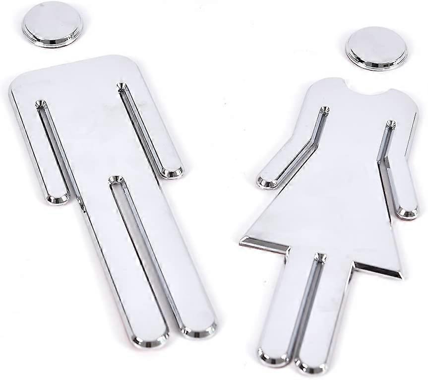 Toiletskilt til dør - badeværelsesdørskilt (sølv)