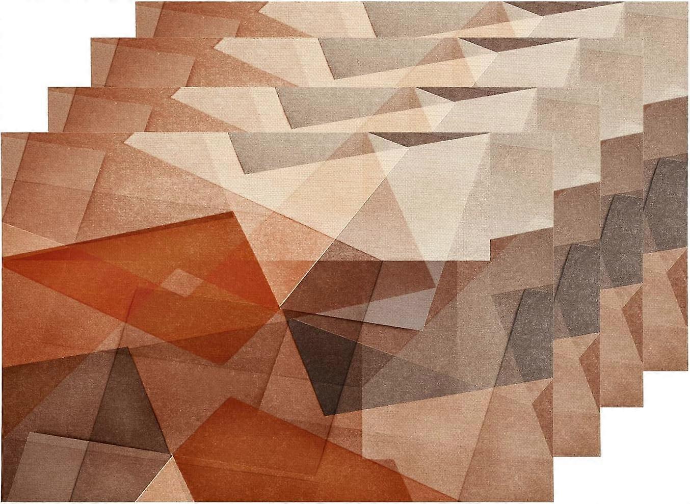 Abstract Geometric Art Placemats, Orange Geometric Intersecting Art Table Mat Linen Burlap Washable Double-Deck Heat Insulation for Dining Table Kitch