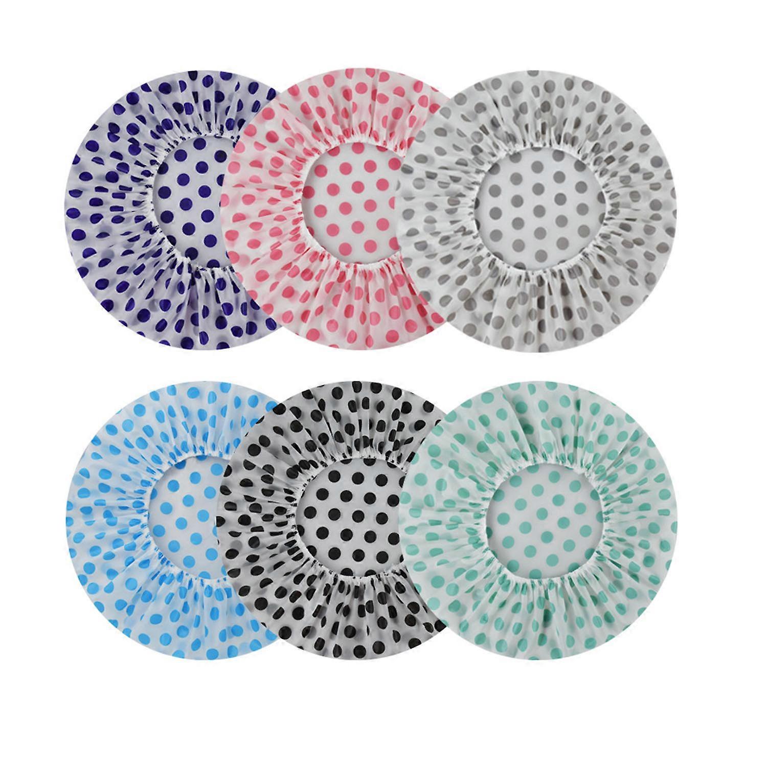 6 pieces elastic waterproof shower caps