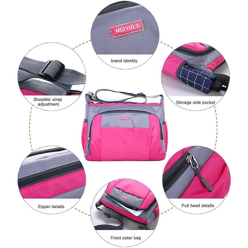 Waterproof Colorblock Large Capacity Multi Zip Pockets With Adjustable Strap Shoulder Bag Unisex Men Woman Lightweight Casual Travel Portable Bags