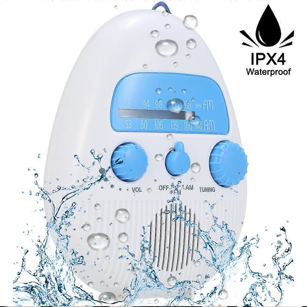 Hanging Waterproof Shower Clock Radio - Wireless Mini Portable Waterproof Battery Operated Shower Radio Speaker W/ Digital Clock, LCD Screen for Home,