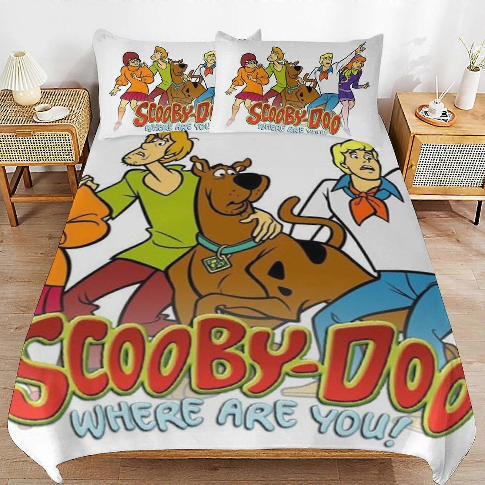 Bedding set GD170 Scooby Doo Comforter Set 3 Pieces Quilt Cover Set Soft Bedding Sets for All Seasons (1 Comforter 2 Pillowcases) HZ170