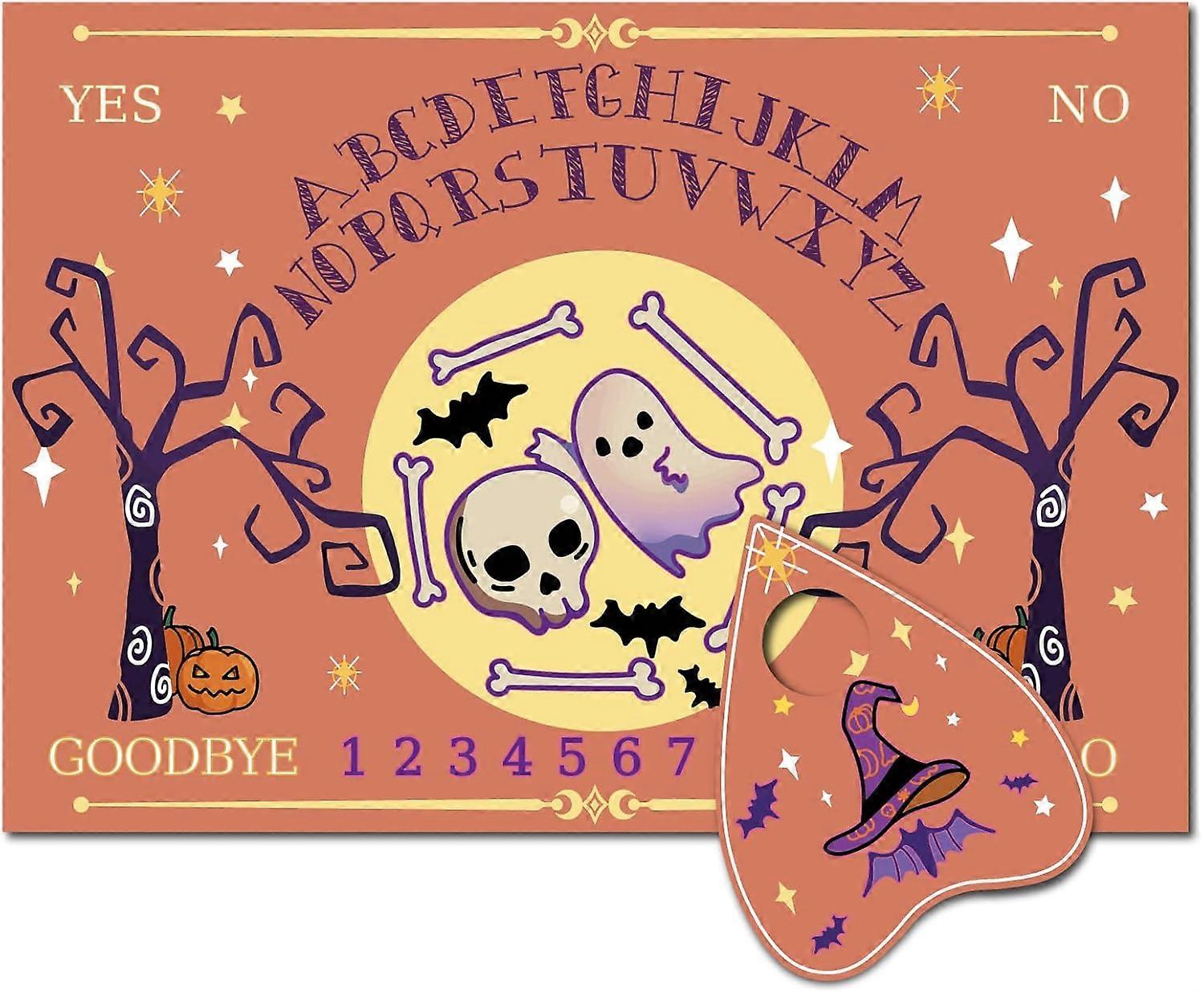 Wooden Spirit Board Pendulum Board Dowsing Divination Kit Pumpkin Orange Wood Talking Board Metaphysical Message with Planchette for Hunt Party Suppli