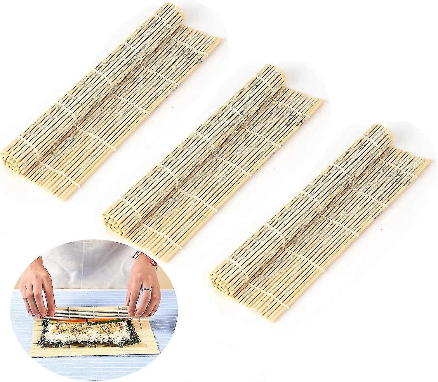 Premium Sushi Mat,3pcs Acsergery Gift, feito de bambu premium com nice