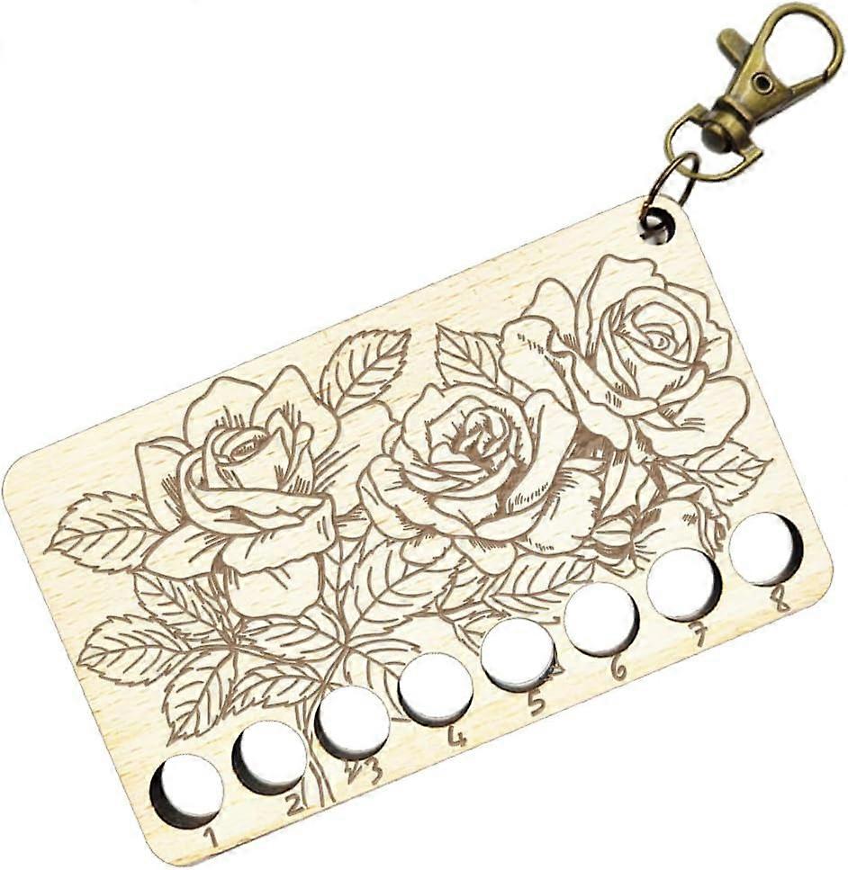 Wood Thread Project Cards 8-Holes Winding Plate Board Card with Numbers Blooming Rose Pattern Rectangle Floss Bobbins Organizer Sewing Floss Accessori