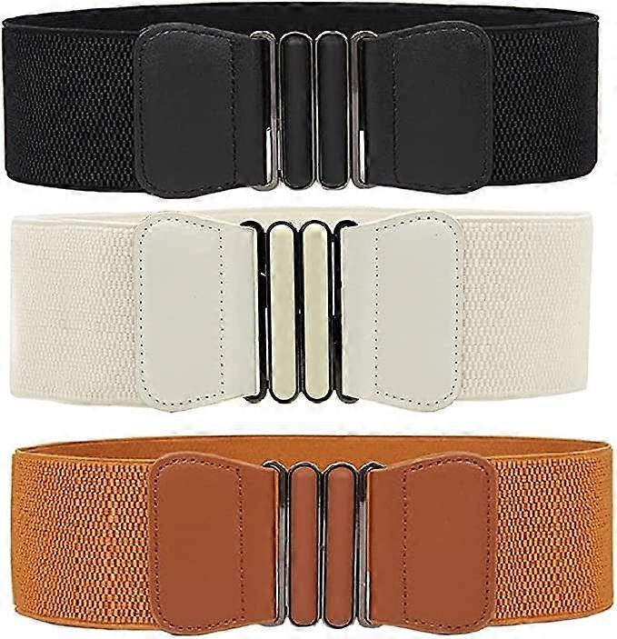 3 Pack Women's Elastic Wide Stretchy Waist Cinch Belt Waistband For Dresses