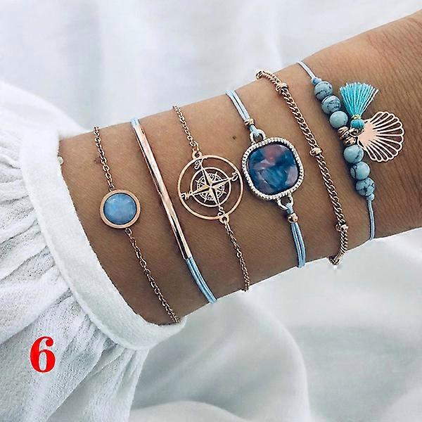 20 Estilos/set Retro Flamingo Mapa Do Mundo Turquesa Multicamadas Conjunto Pulseira Moda Arco Coração Lua Borla Bead Pulseira Pulseira Conjunto de Jóias