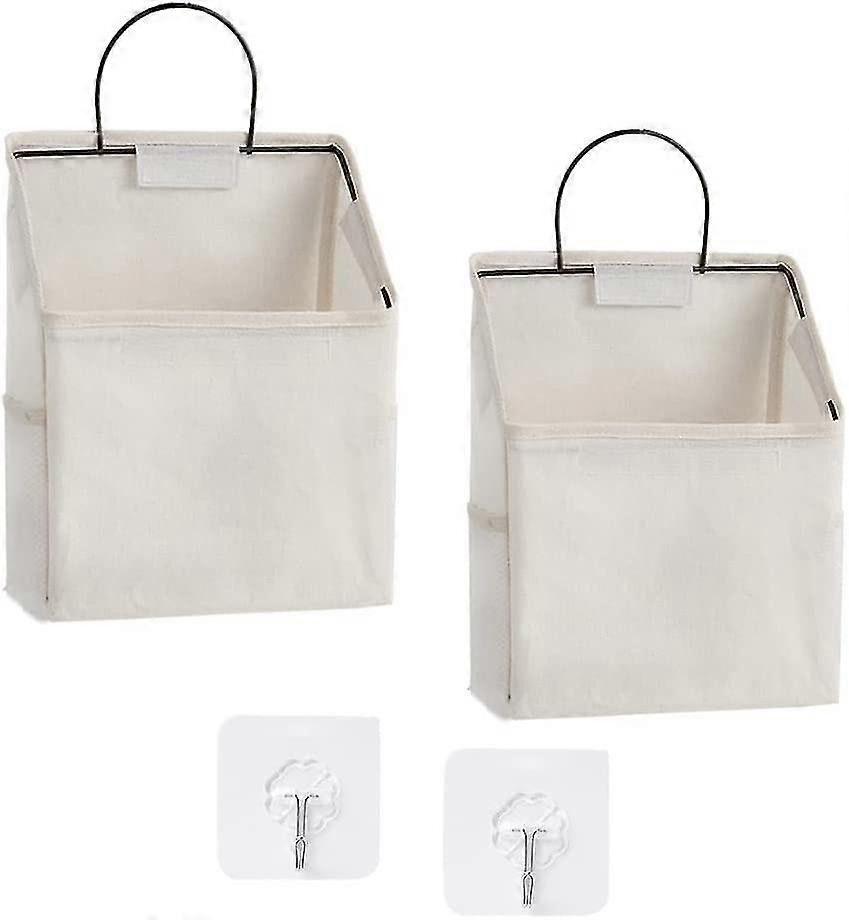 2 Pack Wall Hanging Organizer Bag For Bedroom((white)