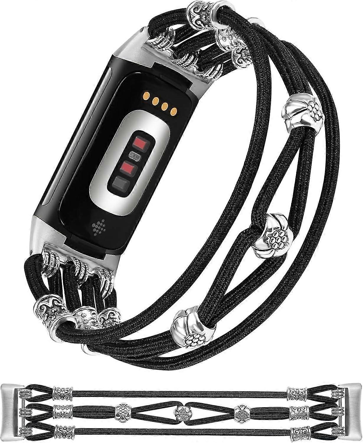 Stretchy Braided Solo Loop Nylon Wristband For Fitbit Charge 5