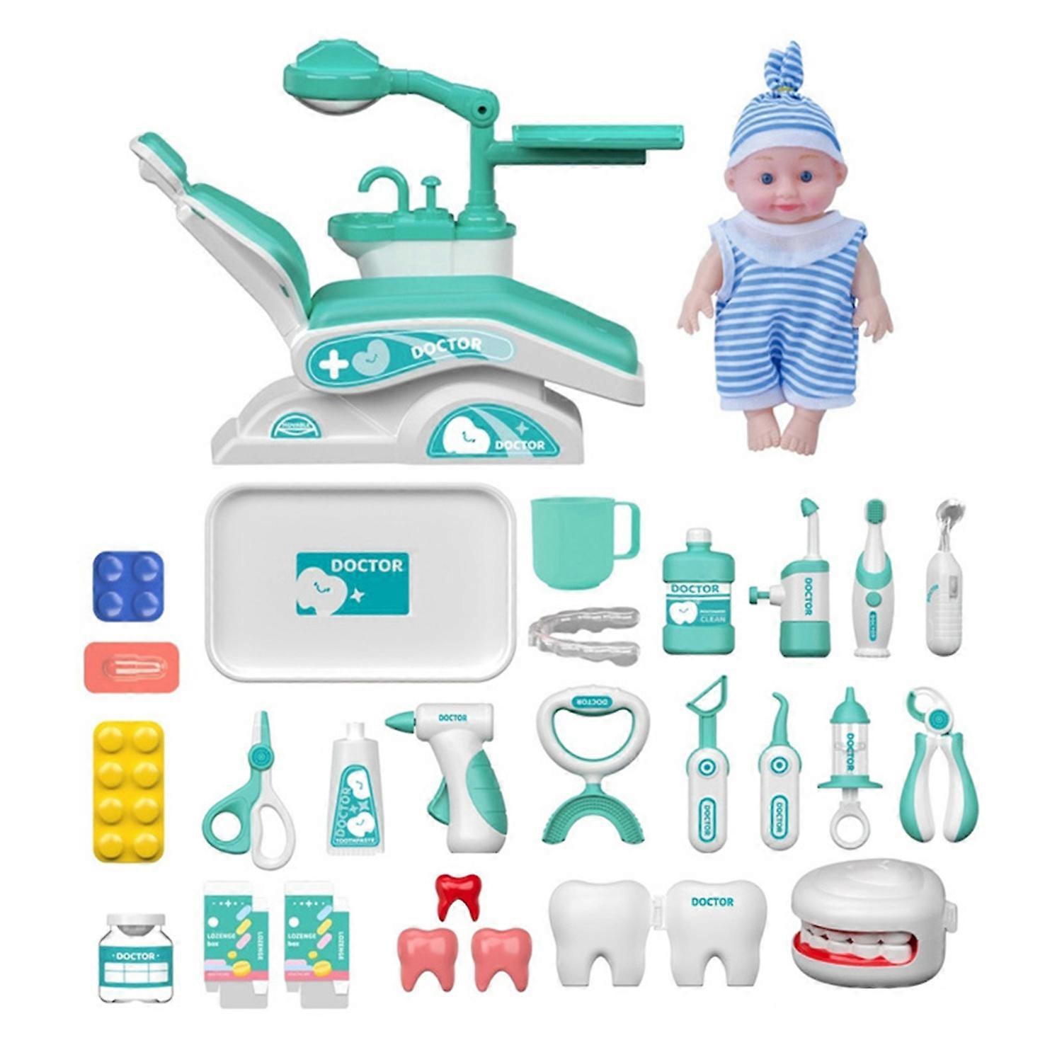 Dentist Kit for Toddlers Smart Dental Chair Playset Rotating Table Operating Light Water Function