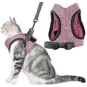 Soft Cat Harness And Leash Set Escape Proof Walking Adjustable Soft Jackets With Cushioning Cat Leash (s, Pink)