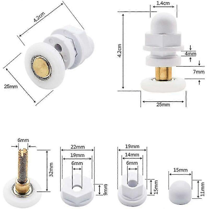 Shower Door Sliding Rollers, Durable, Waterproof And Rustproof (4-pack)