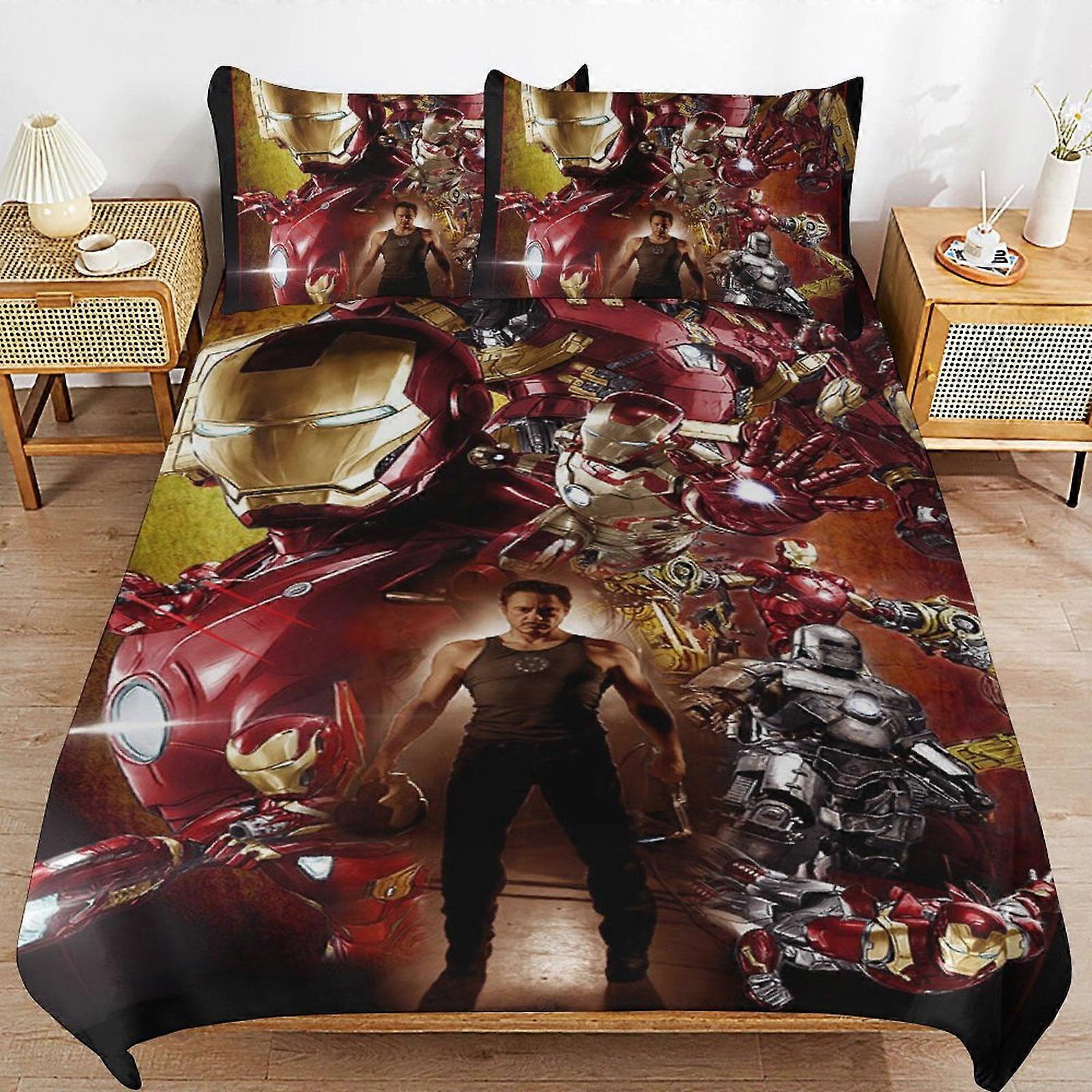 Bedding set NK578 Iron Man Bedding Sets Ultra Soft Skin-Friendly Duvet Cover 3 Piece, Cute Comforter Cover Bed Set PC578