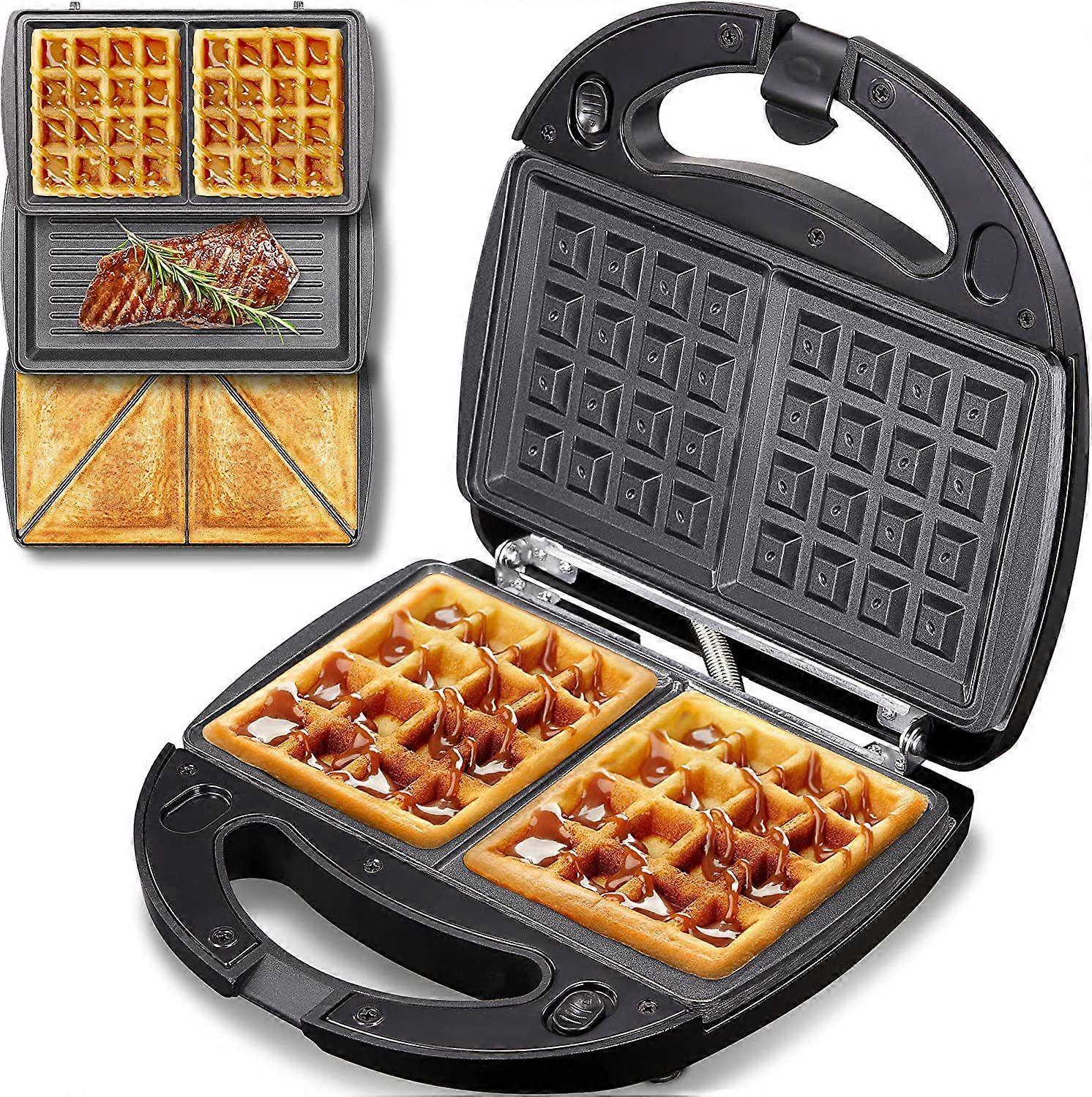Croque Maker Monsieur Waphy Maker 3 w 1 Opiekacz do kanapek Prasa do gofrów Toster Chleb Wymienne talerze 750W