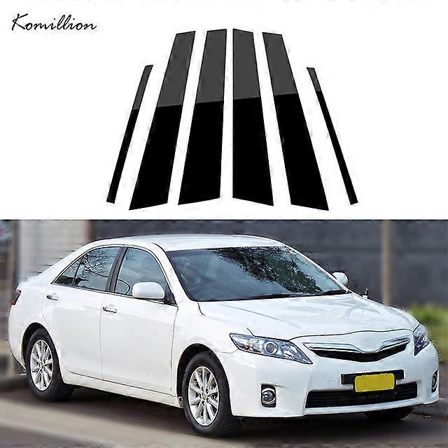 6Pcs Car Door Window Pillar Posts Trim Cover Sticker Glossy Black for Toyota Camry 2007 2008 2009 2010 2011