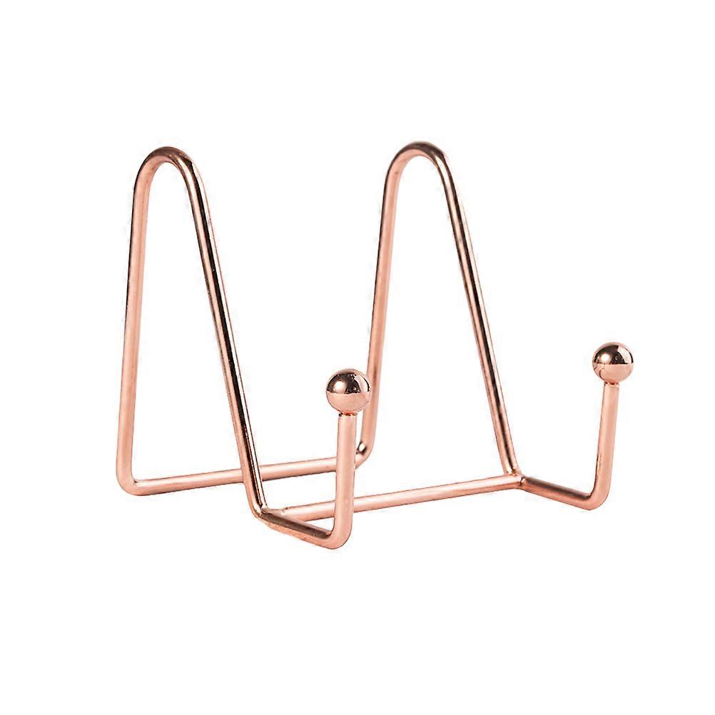 حامل إطار الصورة الحديد عرض الصور حامل الكتاب الكلاسيكي مجلة عرض الرف لسطح المكتب المنزلي (الحجم S ، الذهب الوردي)