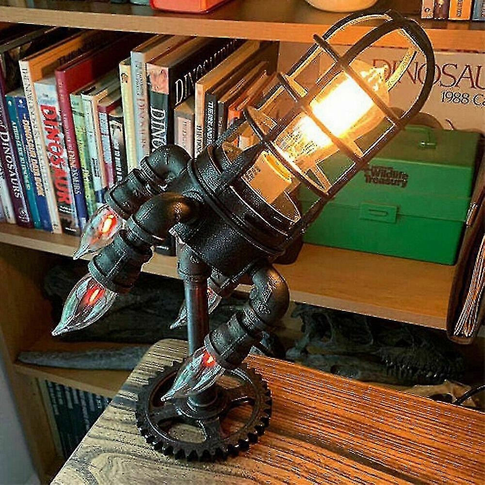 Retro Industrial Steampunk Rocket Light Home Table Desk Lamp Decor
