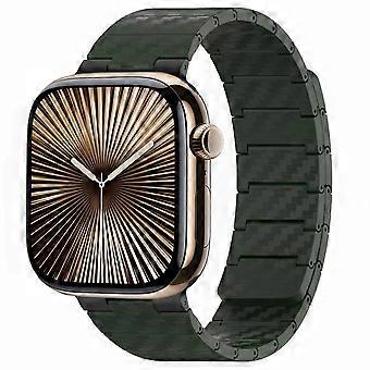 Für Apple Watch Series 11 10 46mm / 9 8 7 45 / 6 SE 5 4 44mm Carbonfaser Magnetisches Armband Grün