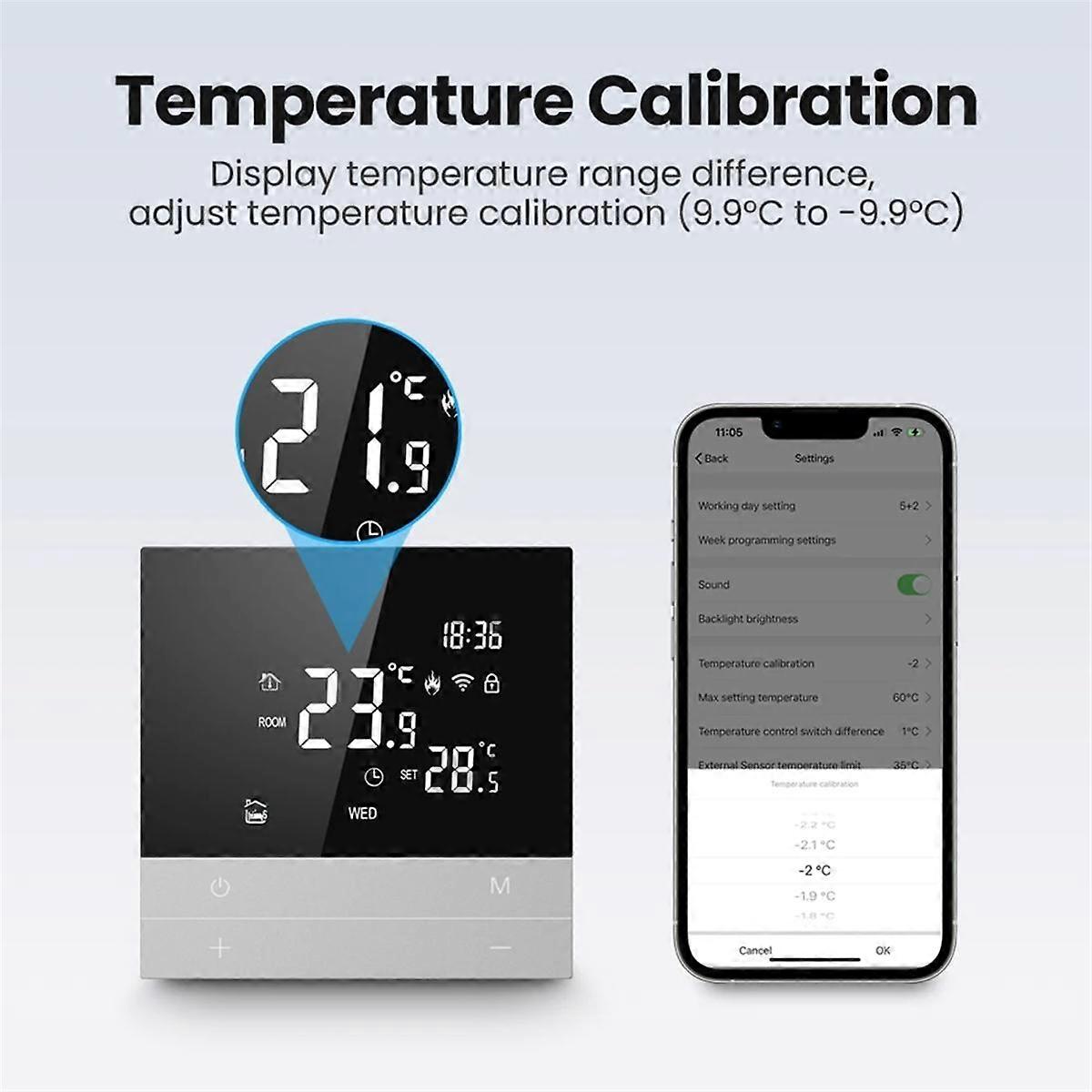 Contrôleur de température de chaudière à gaz Tuya WiFi Smart Thermostat pour Google Home Alexa (C)