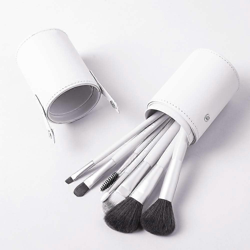 Makeup Brush Holder Leather Travel Portable Brushes Storage Case (White)