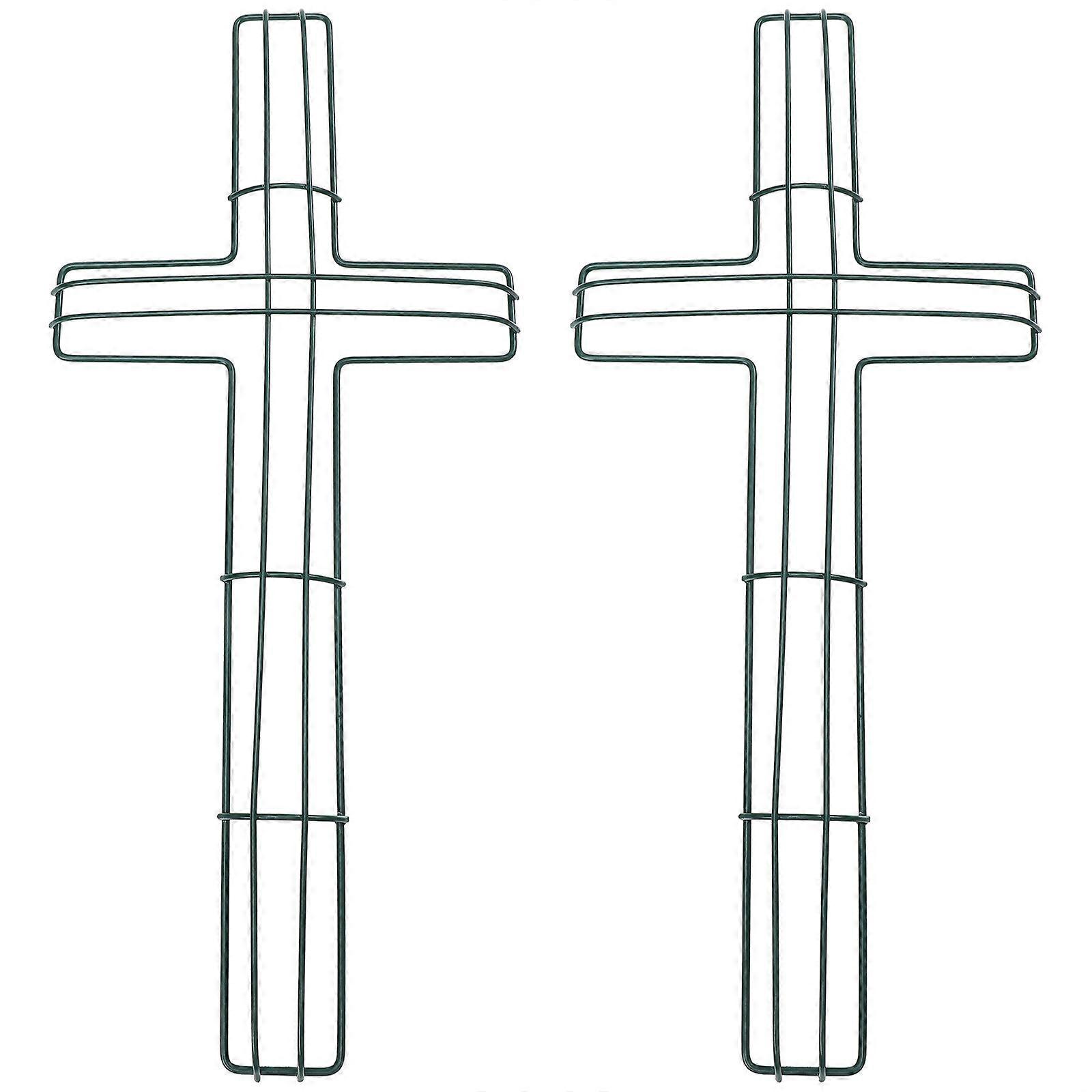 2Pcs Easter Iron Wreath Frames Cross Shaped Garland Frame Wreath Making Supplies