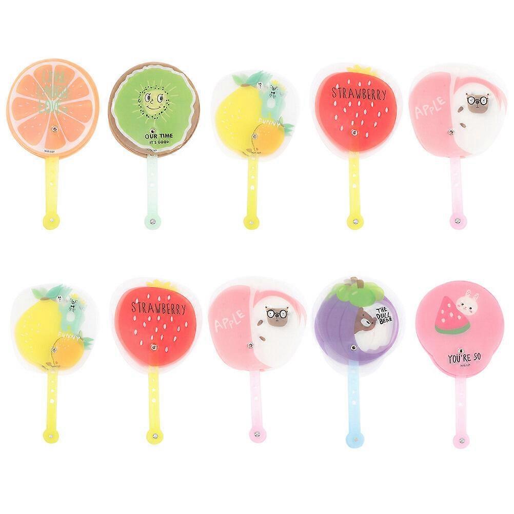 10pcs Decorative Folding Fans Cartoon Fruit Pattern Handheld Fan Mixed Style
