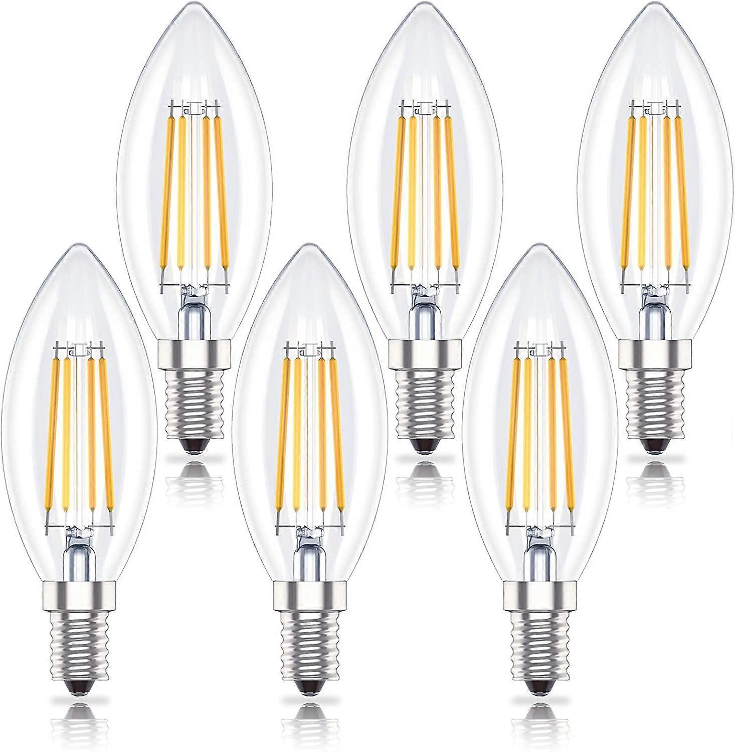 حزمة من 6 لمبات شمعة E14 LED قابلة للتعتيم ، 4 واط (تحل محل 40 واط) أبيض دافئ 2700K ، قابل للتعتيم