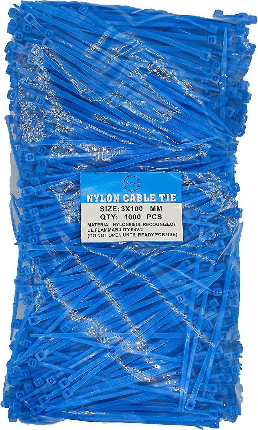 10CM length, 18lb Small size Self Locking Nylon Cable Zip Ties -1000 Piece (Blue)