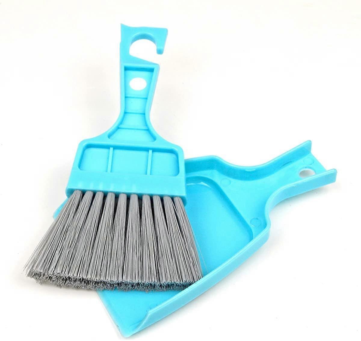 Mini Dustpan and Brush Set,Compact Dust pan and Hand Broom Set,Blue