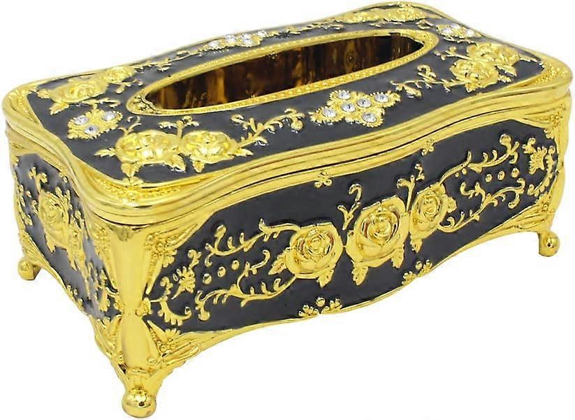 Tissue Box Holder Rectangular for Car Kitchen Table Bedroom Bar Napkin Box Cover Gold Black