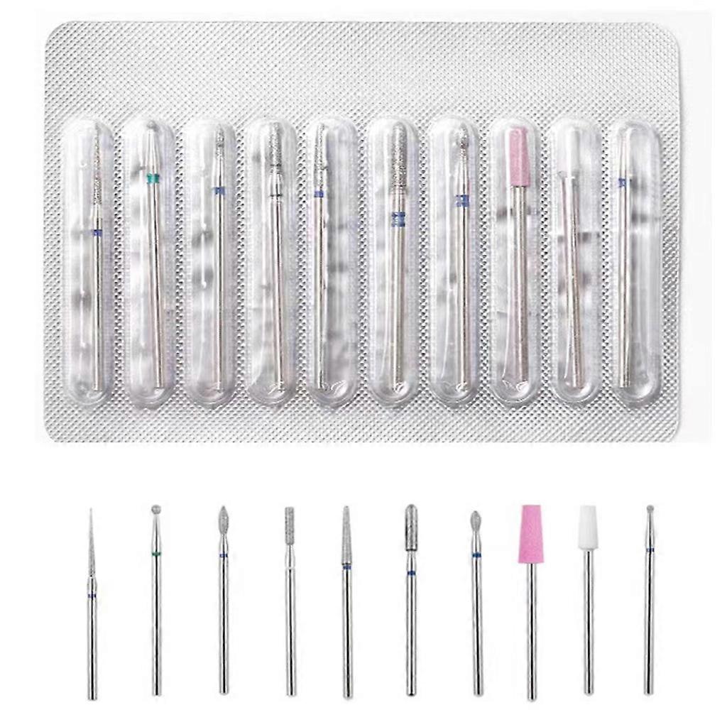 10PCS/SET Nail Milling Cutter Nail Drill Bits Kit Manicure Remove Tool