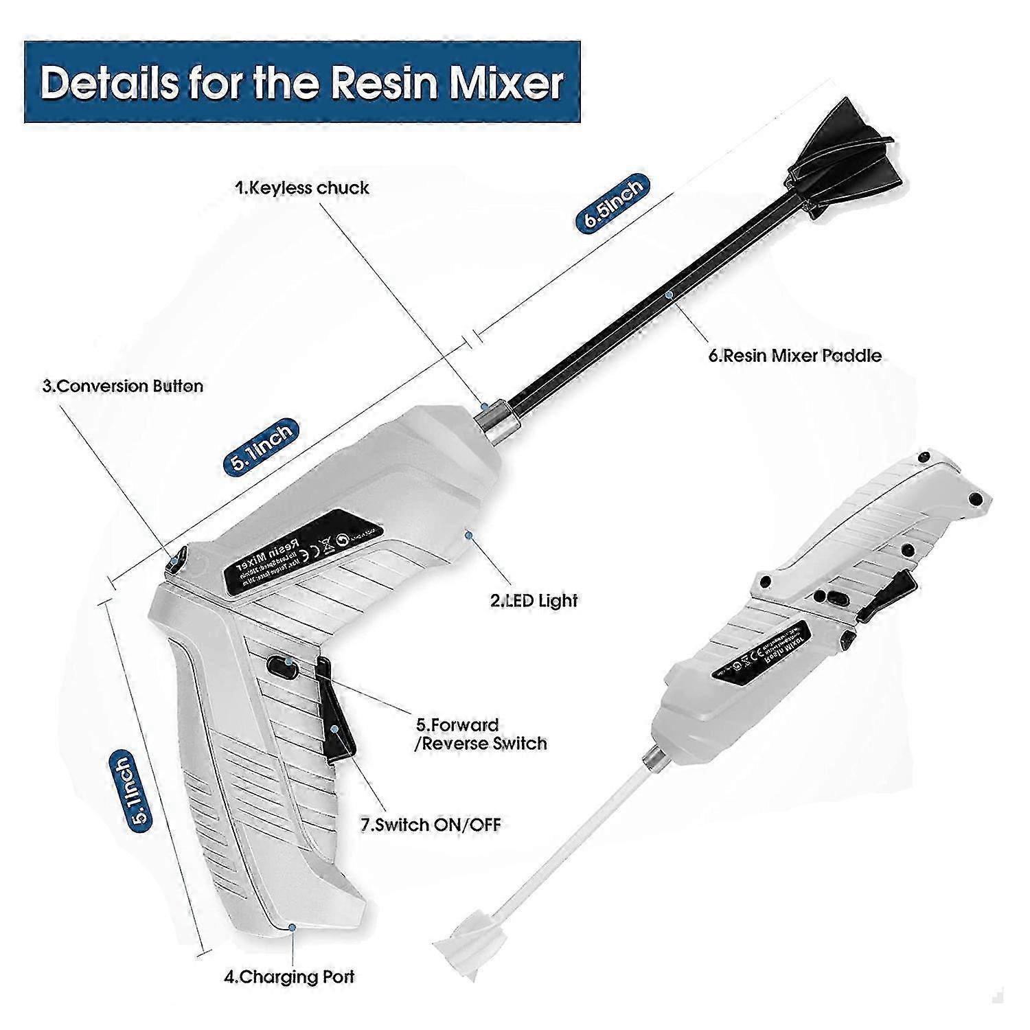 Epoxy Blender Handheld - Usb Powered Rechargeable Resin Mixer For Minimizing Air , Resin Mold Silicone Mixing