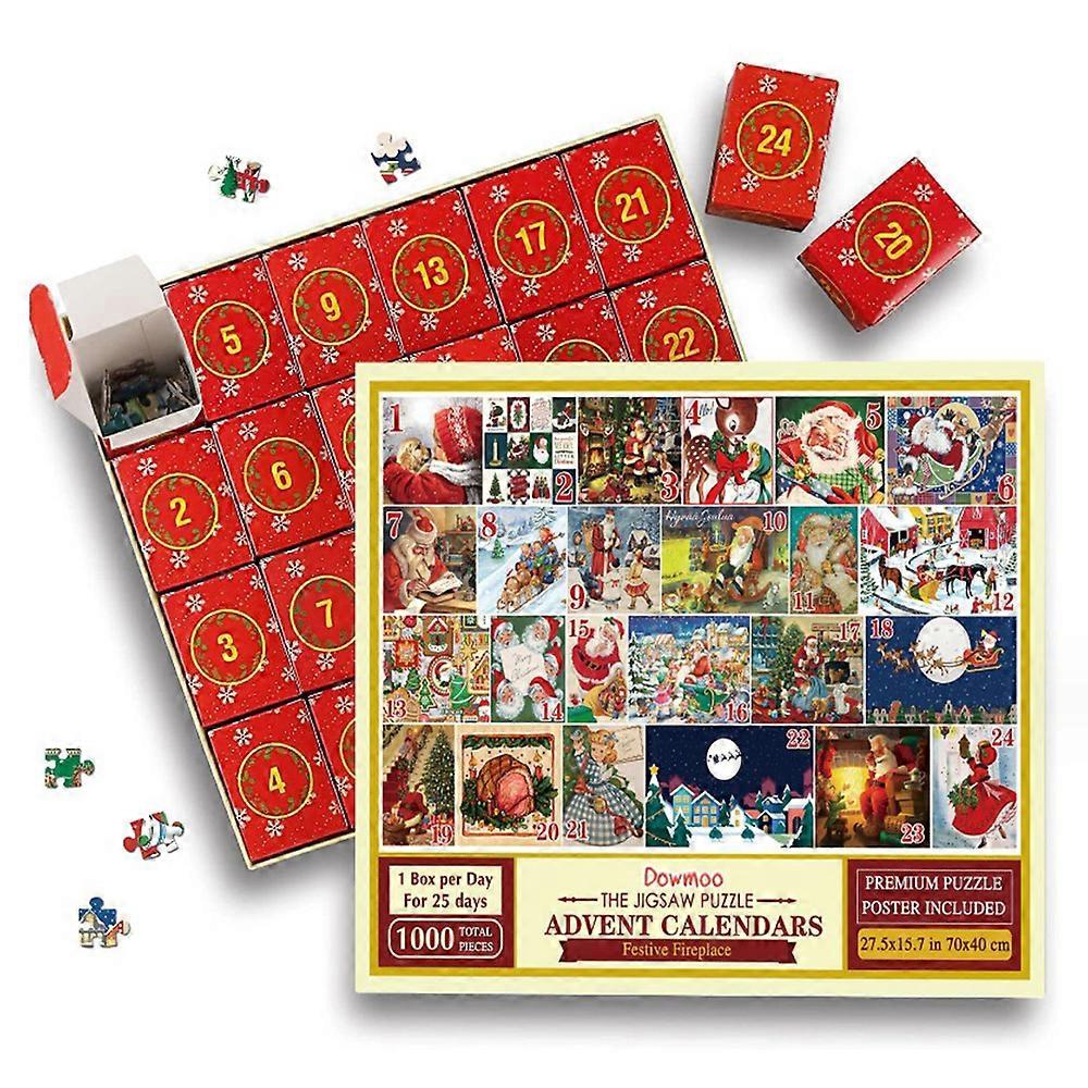 2023 Christmas Advent Calendar Jigsaw Puzzles, 25 Days Surprise Countdown Calendars,1000 Pieces Puzzles Great Stocking Stuffer