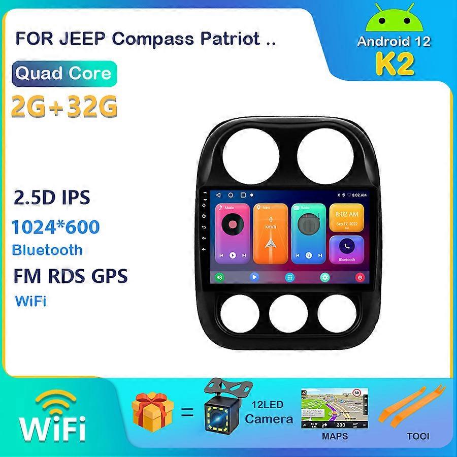 Car Radio For JEEP Compass Patriot Bluetooth 2010-2016 Stereo 2 Din Player Antenna GPS Navigation Carplay DSP OBD No CD Player